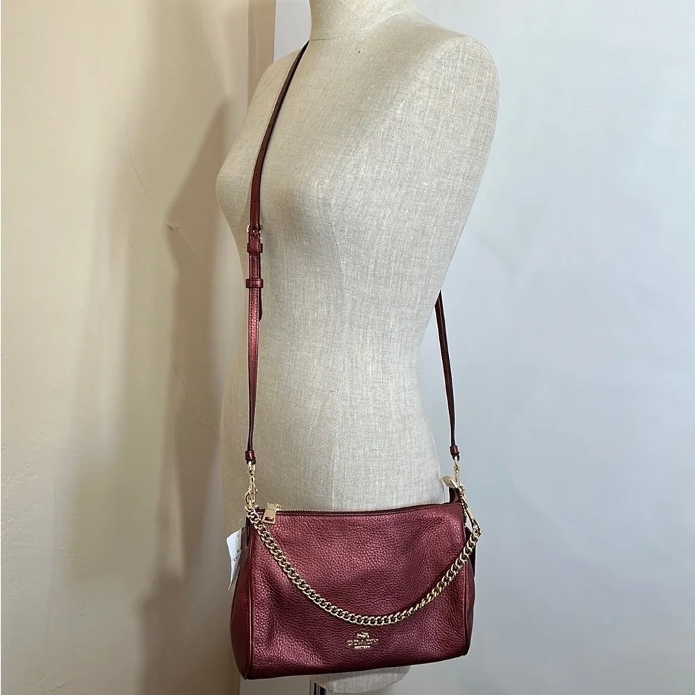Coach CARRIE CROSSBODY IN METALLIC LEATHER - Picture 7 of 14